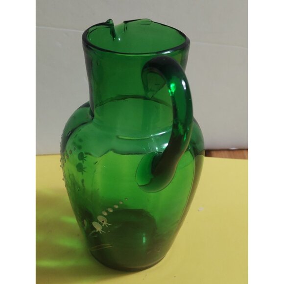 Hand Made Sweet Victorian Glass Jug Enamelled Lily of the Valley flowers - Picture 5 of 10